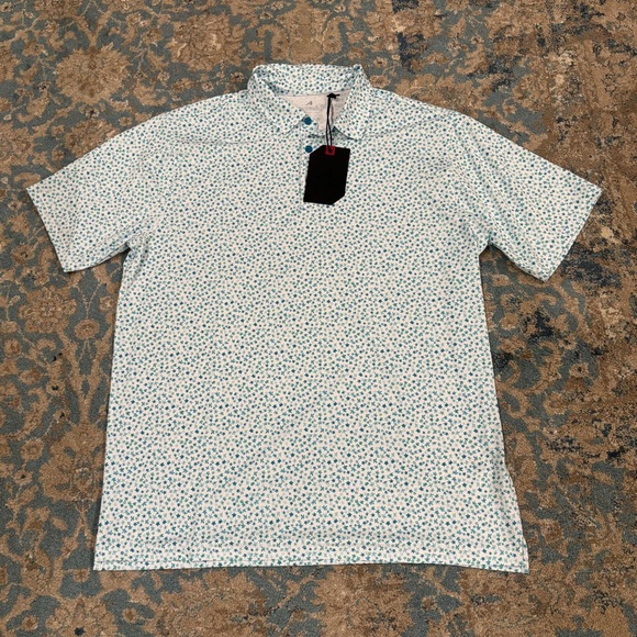 NWT Antigua Men’s Golf Amborella Polo Size Large Blue Floral - Picture 3 of 8